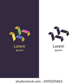Enhance your brand with this modern, geometric logo featuring a colorful design. Perfect for any business, this high-quality vector is fully customizable.