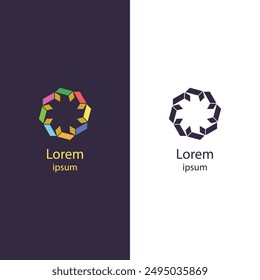 Enhance your brand with this modern, geometric logo featuring a colorful design. Perfect for any business, this high-quality vector is fully customizable.