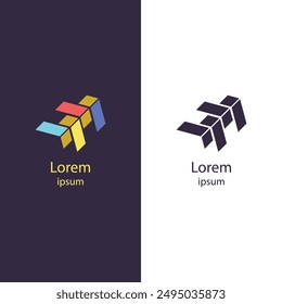 Enhance your brand with this modern, geometric logo featuring a colorful design. Perfect for any business, this high-quality vector is fully customizable.
