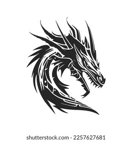 Enhance your business image with our black and white, modern dragon head logo.
