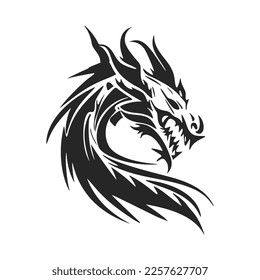 Enhance your business image with our black and white, stylish dragon head logo.