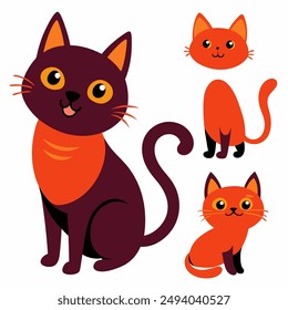 Enhance your creative projects with our "Adorable Cat Clip art Set with Various Poses and Emotions." This charming collection features cute cat illustrations in different poses and emotions.