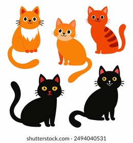 Enhance your creative projects with our "Adorable Cat Clip art Set with Various Poses and Emotions." This charming collection features cute cat illustrations in different poses and emotions.