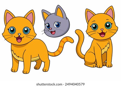 Enhance your creative projects with our "Adorable Cat Clip art Set with Various Poses and Emotions." This charming collection features cute cat illustrations in different poses and emotions.