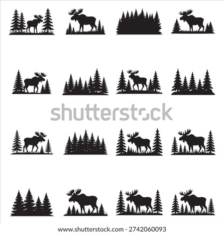 Enhance your creative projects with this Moose in Forest Bundle. Featuring rustic pine tree silhouettes and majestic wildlife clipart, these high-quality cut files are perfect for DIY woodland decor, nature-themed apparel, custom gifts, and rugged outdoor-inspired crafts