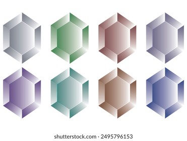 Mejore sus proyectos de diseño con este vibrante conjunto de Formas hexagonales de color Vector, perfecto para agregar un toque moderno a cualquier esfuerzo creativo. Cada Vector de cristal está meticulosamente diseñado para traer 