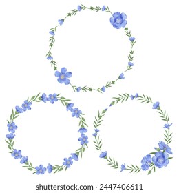 Enhance your designs with these beautiful watercolor flax flowers. Capture the essence of spring with this botanical design.