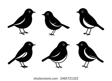 Verbessern Sie Ihre Designs mit diesem Satz von 6 anmutigen Vogel-Silhouetten. Perfekt für Logos, Einladungen, Wandkunst und vieles mehr. Skalierbare Vektorgrafiken für unbegrenzte Gestaltungsmöglichkeiten