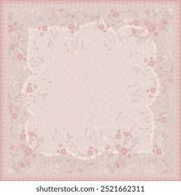 Enhance your designs with this soft pastel floral scarf pattern. Featuring delicate botanical accents in pink and beige, it's perfect for fashion projects or elegant home décor textiles