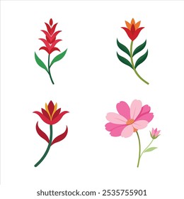 Enhance your designs with this vibrant floral set featuring poinsettia, kangaroo paw, and pink cosmos illustrations. Ideal for holiday decor, botanical art, and nature-inspired projects.