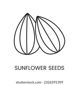Verbessern Sie Ihre Designs mit dem visuell ansprechenden Vektorsymbol der Linie Sunflower Seeds, einer Darstellung, die das Wesen und die Anziehungskraft dieser nahrhaften Samen erfasst.