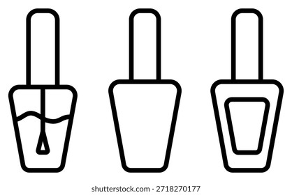 Mejora tus proyectos digitales con estos iconos minimalistas de líneas de esmalte de uñas. Perfecto para la marca de salón de belleza, App móviles de manicura y Diseño web de moda. Un conjunto limpio, moderno y profesional.