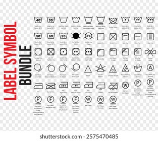 Enhance your garment care experience with this comprehensive Laundry Label Bundle featuring essential care symbols and washing instructions. Perfect for clothing designers, manufacturers.