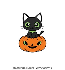 Enhance your Halloween projects with this spooky Halloween cat vector illustration. Perfect for festive designs, decorations, and digital art.