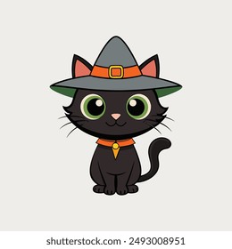 Enhance your Halloween projects with this spooky Halloween cat vector illustration. Perfect for festive designs, decorations, and digital art.