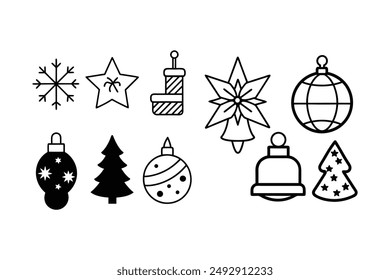 Enhance your holiday projects with this festive set of Christmas Day clip art silhouette icons. Perfect for decorations, greeting cards, and more, these vector illustrations.