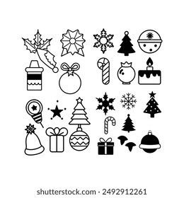 Enhance your holiday projects with this festive set of Christmas Day clip art silhouette icons. Perfect for decorations, greeting cards, and more, these vector illustrations.