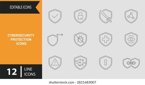 Enhance your network security designs with outline cyber defense graphics representing digital safety firewall protection and secure information infrastructure for modern tech