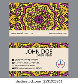 Enhance your professional image with our mandala business cards, featuring intricate designs symbolizing balance and creativity.