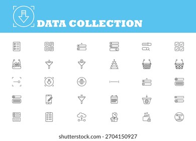 Enhance your project with these sleek data collection icons. Ideal for presentations, websites, and more. Perfect for modern and professional designs.