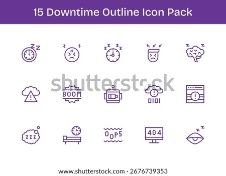 Enhance your projects with 15 Outline icons themed around Downtime, ideal for clean and professional designs.
