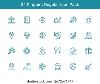 Verbessern Sie Ihre Projekte mit 24 Symbolen für regelmäßige Umrisse rund um Pinpoint, ideal für saubere und professionelle Designs.