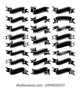 Enhance your projects with our "Monochrome Hand-Drawn Ribbon Vector Set." This elegant collection features beautifully sketched ribbons in black and white, perfect for adding a touch of vintage charm 