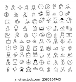 Enhance your projects with this modern thin line icons set of human productivity. Perfect for business, efficiency, teamwork, and workflow concepts. Clean, minimal, and scalable design.