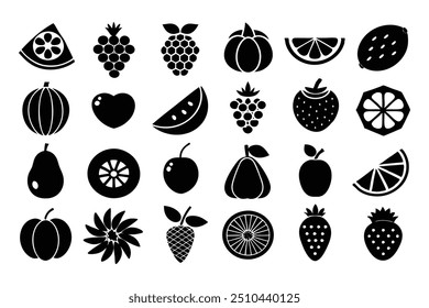 Enhance your projects with this vibrant set of colorful fresh fruit clip art. Perfect for digital design, crafting, and printables, these high-quality fruit illustrations add a juicy pop to any creati