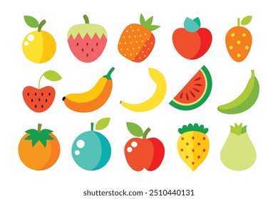 Enhance your projects with this vibrant set of colorful fresh fruit clip art. Perfect for digital design, crafting, and printables, these high-quality fruit illustrations add a juicy pop to any creati