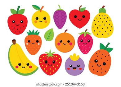 Enhance your projects with this vibrant set of colorful fresh fruit clip art. Perfect for digital design, crafting, and printables, these high-quality fruit illustrations add a juicy pop to any creati