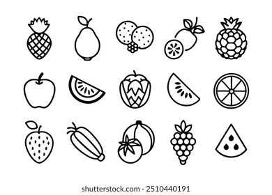 Enhance your projects with this vibrant set of colorful fresh fruit clip art. Perfect for digital design, crafting, and printables, these high-quality fruit illustrations add a juicy pop to any creati