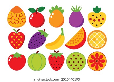 Aprimore seus projetos com este conjunto vibrante de arte clipe de frutas frescas coloridas. Perfeito para design digital, artesanato e impressão, essas ilustrações de frutas de alta qualidade adicionam um pop suculento a qualquer creati