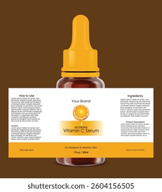 Enhance your skincare product presentation with this Vitamin C Serum Label Template.