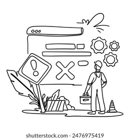 Enhance your website or app with this eye catching flat illustration of an Error Warning Sign. This versatile image is ideal for error messages, alerts, notifications, and more.