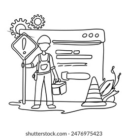 Enhance your website or app with this eye catching flat illustration of an Error Warning Sign. This versatile image is ideal for error messages, alerts, notifications, and more.