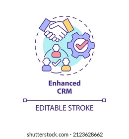 Enhanced CRM concept icon. Business technology. Advantages of UCaaS abstract idea thin line illustration. Isolated outline drawing. Editable stroke. Arial, Myriad Pro-Bold fonts used