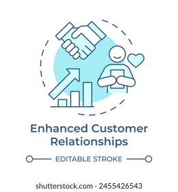 Enhanced customer relationships soft blue concept icon. Communication processes, sales management. Round shape line illustration. Abstract idea. Graphic design. Easy to use in infographic