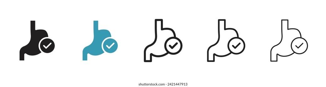 Enhanced Digestion Vector Icon Set. Gastrointestinal Health Improvement Vector Symbol for UI Design.