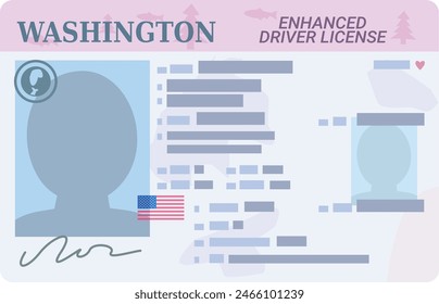 Enhanced Driver's license from the US state of Washington in flat design style (cut out)