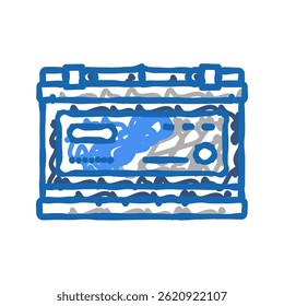 enhanced flooded battery efb doodle icon sketch vector. enhanced flooded battery efb sign. isolated symbol illustration