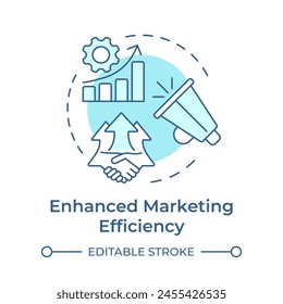 Enhanced marketing efficiency soft blue concept icon. Customer service, contact management. Round shape line illustration. Abstract idea. Graphic design. Easy to use in infographic, presentation