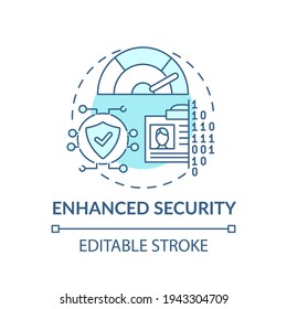 Enhanced security concept icon. Surfing internet idea thin line illustration. Protection from scammers and viruses. Theft and robbery. Vector isolated outline RGB color drawing. Editable stroke