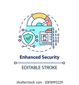 Enhanced security concept icon. Surfing internet idea thin line illustration. Protection from scammers and viruses. Theft and robbery. Vector isolated outline RGB color drawing. Editable stroke