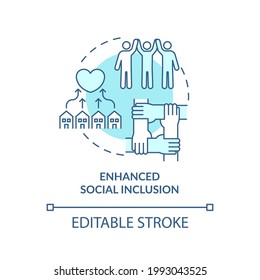 Enhanced Social Inclusion Concept Icon. Community Development Abstract Idea Thin Line Illustration. Connection With Family, Local Community. Vector Isolated Outline Color Drawing. Editable Stroke