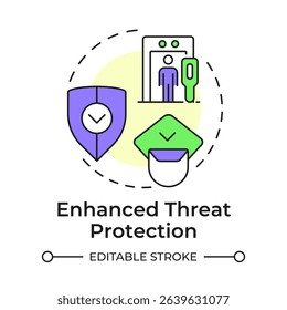 Enhanced threat protection multi color concept icon. Benefit of physical security. Effective risks protection. Round shape line illustration. Abstract idea. Graphic design. Easy to use in booklet