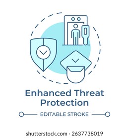 Enhanced threat protection soft blue concept icon. Benefit of physical security. Effective risks protection. Round shape line illustration. Abstract idea. Graphic design. Easy to use in booklet