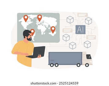 Enhanced Transparency with AI-Backed Blockchain abstract concept vector illustration. Supply Chain Management. AI in blockchain technology for supply chain transparency. abstract metaphor.
