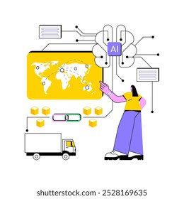 Enhanced Transparency with AI-Backed Blockchain abstract concept vector illustration. Supply Chain Management. AI in blockchain technology for supply chain transparency. abstract metaphor.