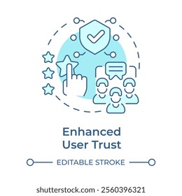 Enhanced user trust soft blue concept icon. Reliable verifiable information. Benefit of RAG services. Round shape line illustration. Abstract idea. Graphic design. Easy to use in presentation